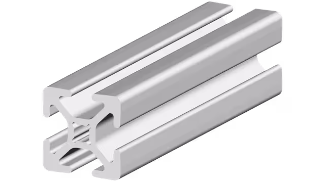 Digitale Darstellung eines robusten Aluminiumprofils für den Maschinenbau.
