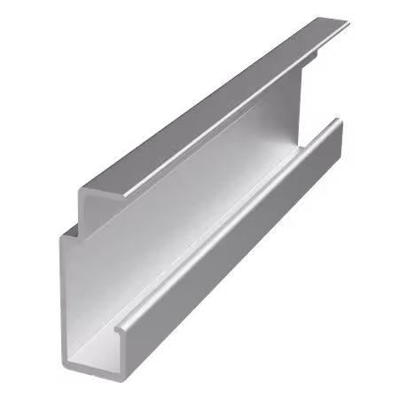 Computererzeugte Darstellung eines Aluminium-Unterkonstruktionsprofils für hinterlüftete Fassadensysteme.